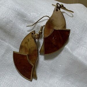 Chic Gold and Brown Leaf Earrings